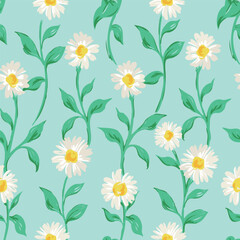 Seamless hand-drawn daisy pattern. Design for fashion textiles, fabric, print, graphics, backgrounds and crafts.