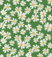 Seamless hand-drawn daisy pattern. Design for fashion textiles, fabric, print, graphics, backgrounds and crafts.