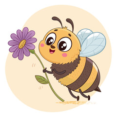 Obraz premium bee and flower clip art vector