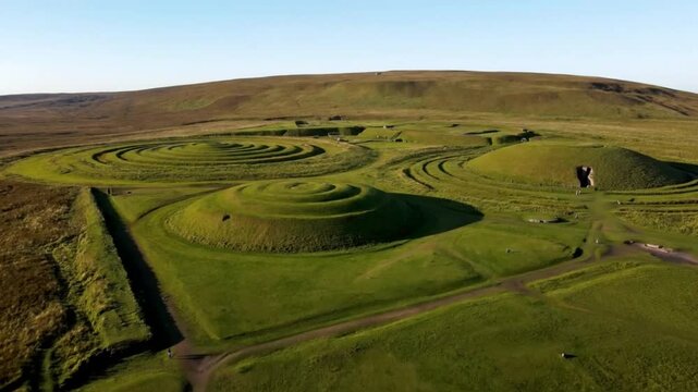 Ancient earthworks and burial mounds dot the green landscape of the boyne valley in county meath, ireland