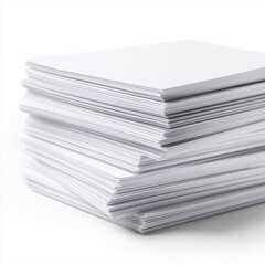 High-Stack of White Papers , white background cut out PNG