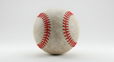 Iconic White Baseball with Red Stitching, Isolated on a Clean White Background. Essential Sports Equipment for Games, Training, and American Pastim...
