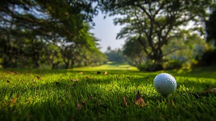 Surrounding nature highlighting a perfect golf ball and tee placement
