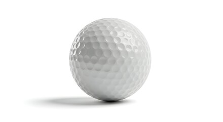 Classic White Golf Ball with Distinctive Dimples, Isolated on a Pure White Background with Subtle Shadow, Representing Sport, Leisure, and Precision