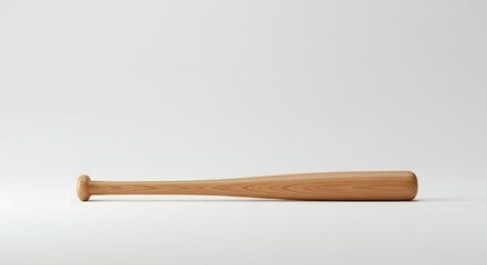 Classic Wooden Baseball Bat Isolated on a Clean White Studio Background. Sports Equipment for Baseball and Softball Games.