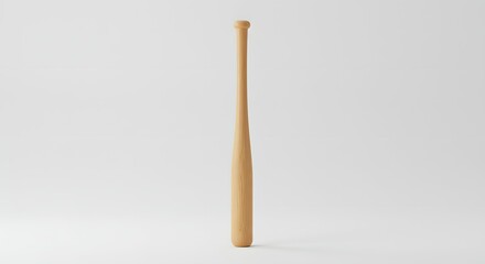 Classic Wooden Baseball Bat Standing Upright on a Clean White Background, Ready for Play or Display