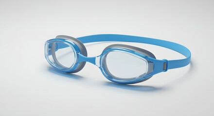 Fototapeta premium Bright Blue Swimming Goggles for Water Sports and Training on White Background
