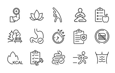 Healthy lifestyle icon set