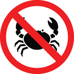 crab danger sign. prohibited and warning symbol. no crab allowed