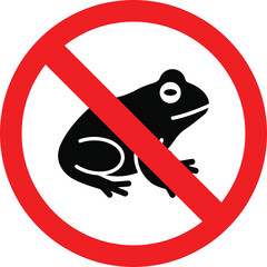 frog danger sign. prohibited and warning symbol. no frog allowed