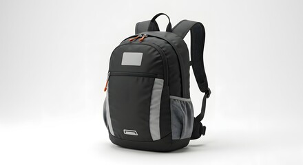 Naklejka premium Versatile Black Backpack for Travel, Hiking, and Daily Use, Ideal for Outdoor Adventures and Urban Commutes