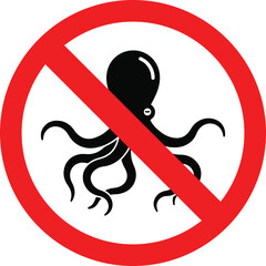 octopus danger sign. prohibited and warning symbol. no octopus allowed