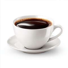 Naklejka premium Aromatic Black Coffee in a White Cup , white background cut out PNG
