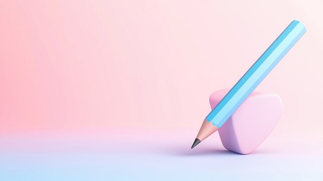 Pencil with Checkmark Animated pencil drawing a checkmark on a digital interface, modern design with a gradient background, represents completing a task online - Powered by Adobe