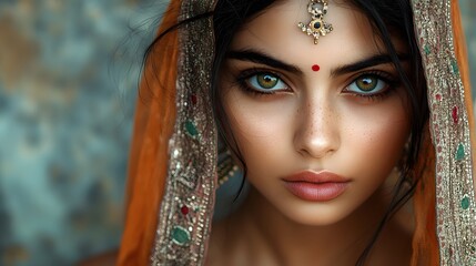 Striking Portrait of a Woman in Traditional Cultural Attire with Elegant Details