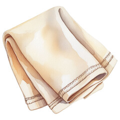 Folded Linen Napkin Illustration: A gracefully folded linen napkin, meticulously rendered with soft textures and subtle shadows. capturing the elegance and warmth of a traditional dining experience.