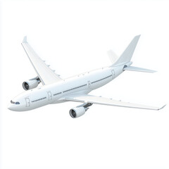 Obraz premium Sleek White Airplane in Flight , white background cut out PNG