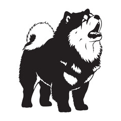 Authentic Chow Chow canine digital black visual, accurately portraying this beloved breed - Chow Chow silhouette - Chow Chow Vector - Silhouette of Chow Chow - dog vector

