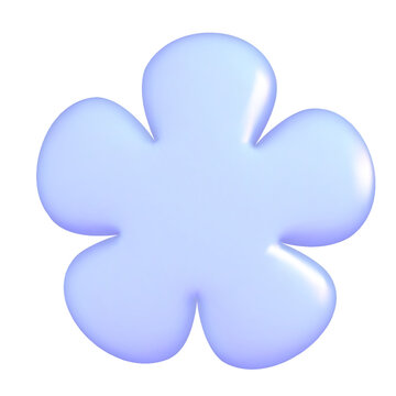 3D inflatable flower isolated on a white background. Vector plastic shape in 90s style