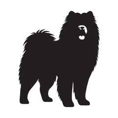 Stately Chow Chow digital black silhouette, embodying its unique and appealing features - Chow Chow silhouette - Chow Chow Vector - Silhouette of Chow Chow - dog silhouette

