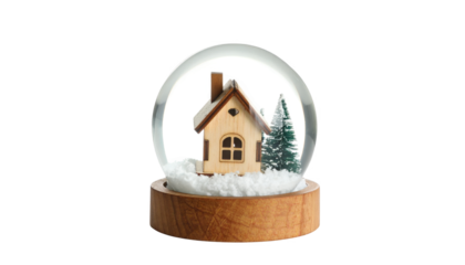 Christmas snow globe house ornament isolated on transparent background