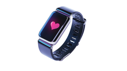 • A stylish fitness tracker with a heart rate monitor, isolated on white background in HD 