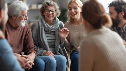 A group of people of different ages sit in a support group circle, sharing emotions and offering empathy, comfort, and mutual encouragement in a warm and safe environment. - Powered by Adobe