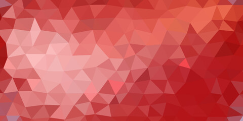Abstract geometric pattern composed of various-sized triangles in shades of red and pink. 