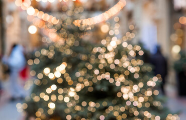 Beautiful Christmas background 2026.Abstract blurred Christmas background with Christmas tree...