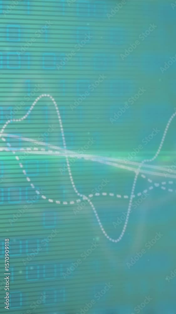 Poster animation of graphs and binary code on green background