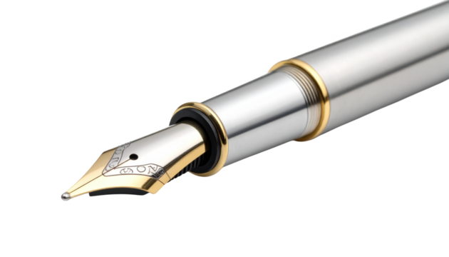 Closeup luxury fountain pen nib isolated on transparent background - Powered by Adobe