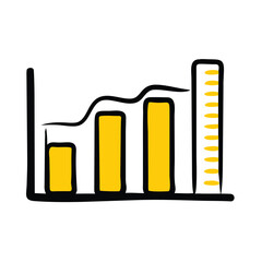 Fototapeta premium A bar graph with an upward trending line isolated on white