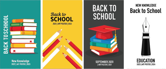 Back to school poster design template vector illustration for education and learning promotion design