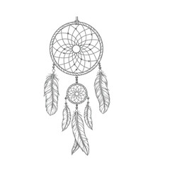 Boho Dreamcatcher Line Art Illustration