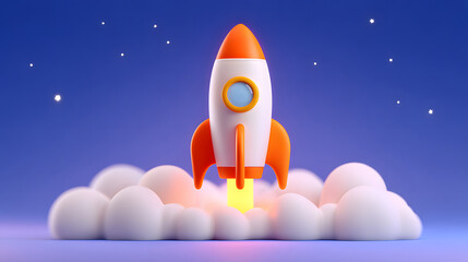 3d spaceship rocket launch world space day business icon