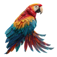 Obraz premium Beautiful macaw with shiny wings on a transparent background