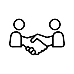 "Simple Handshake Icon Black Outline – Business Partnership, Agreement, Collaboration Symbol for Corporate Deal or Contract Success"