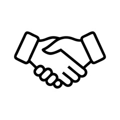 "Simple Handshake Icon Black Outline – Business Partnership, Agreement, Collaboration Symbol for Corporate Deal or Contract Success"