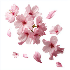 Delicate Pink Cherry Blossoms , white background cut out PNG