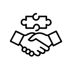 "Simple Handshake Icon Black Outline – Business Partnership, Agreement, Collaboration Symbol for Corporate Deal or Contract Success"