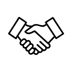 "Simple Handshake Icon Black Outline – Business Partnership, Agreement, Collaboration Symbol for Corporate Deal or Contract Success"