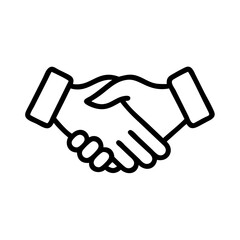 "Simple Handshake Icon Black Outline – Business Partnership, Agreement, Collaboration Symbol for Corporate Deal or Contract Success"