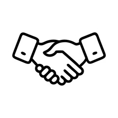 "Simple Handshake Icon Black Outline – Business Partnership, Agreement, Collaboration Symbol for Corporate Deal or Contract Success"