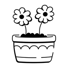 A hand drawn style icon denoting a flower pot
