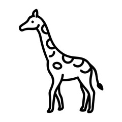 Obraz premium Giraffe standing with spots in a simple line drawing style 