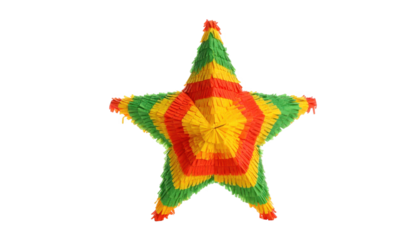Colorful festive pinata star isolated on transparent background