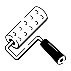 A hand drawn style icon showing a texturing roller
