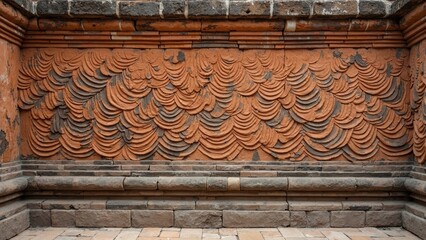 Red Brick Carving Pattern Display