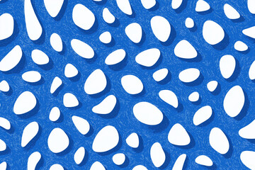 Blue and white background with organic shapes in a flat modern art style. Simple illustration with a textured printmaking effect. Ideal for design, branding, and creative visuals.