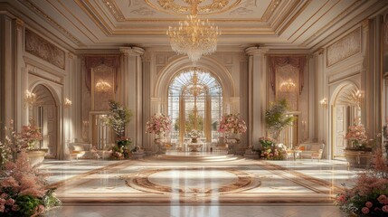 Fototapeta premium Luxury interior of the royal palace. 3D render.